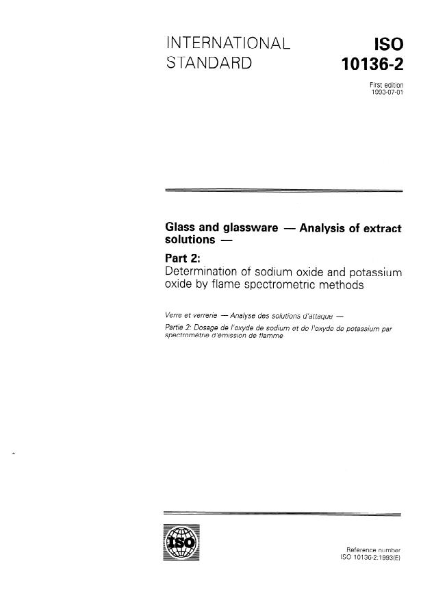 ISO 10136-2:1993 - Glass and glassware -- Analysis of extract solutions
