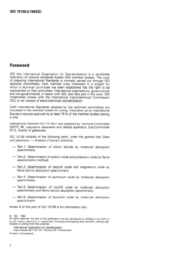 SIST ISO 10136-2:1995 ISO 10136-2:1993 - Glass and glassware -- Analysis of extract solutions - Page 2 preview