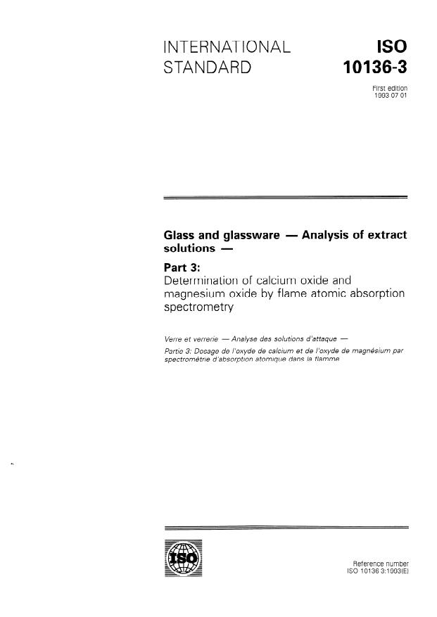 ISO 10136-3:1993 - Glass and glasssware -- Analysis of extract solutions