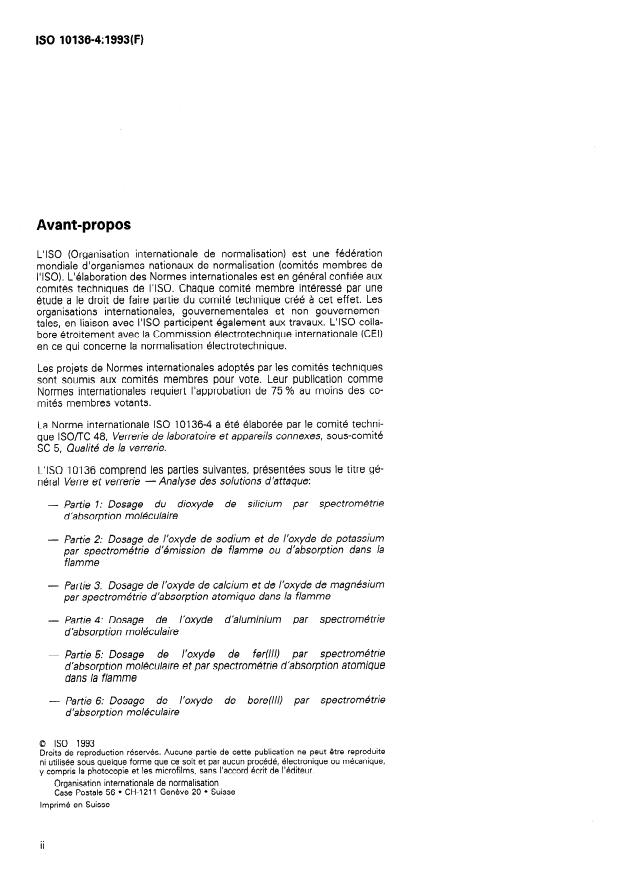 SIST ISO 10136-4:1995 ISO 10136-4:1993 - Verre et verrerie -- Analyse des solutions d'attaque - Page 2 preview
