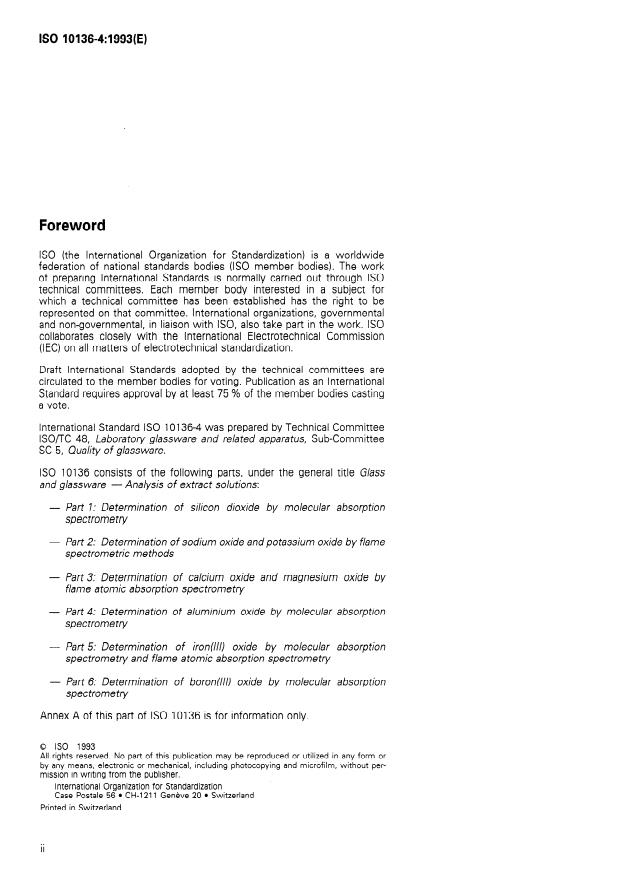 SIST ISO 10136-4:1995 ISO 10136-4:1993 - Glass and glassware -- Analysis of extract solutions - Page 2 preview
