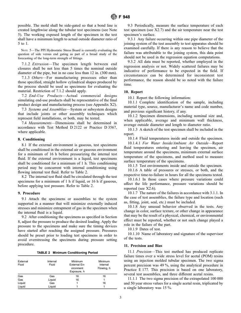 ASTM F948-94 - Standard Test Method for Time-to-Failure of Plastic Piping Systems and Components Under Constant Internal Pressure With Flow