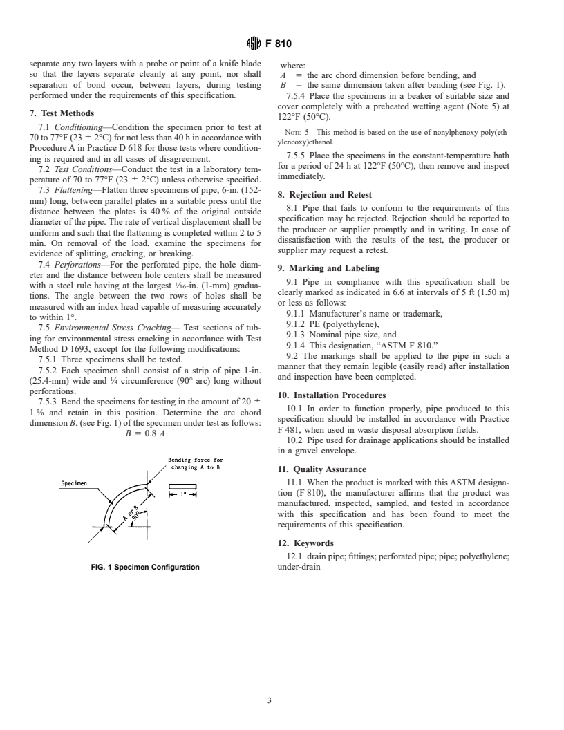 ASTM F810-99 - Standard Specification for Smoothwall Polyethylene (PE) Pipe for Use in Drainage and Waste Disposal Absorption Fields