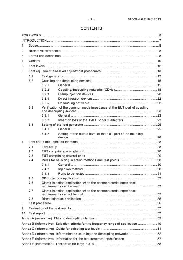 IEC 61000-4-6:2013 IEC 61000-4-6:2013 - Electromagnetic compatibility (EMC) - Part 4-6: Testing and measurement techniques - Immunity to conducted disturbances, induced by radio-frequency fields - Page 4 preview