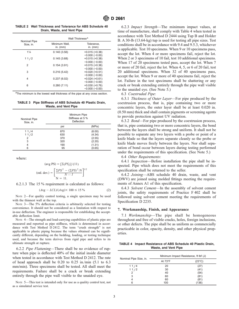 ASTM D2661-97ae1 - Standard Specification for Acrylonitrile-Butadiene-Styrene (ABS) Schedule 40 Plastic Drain, Waste, and Vent Pipe and Fittings