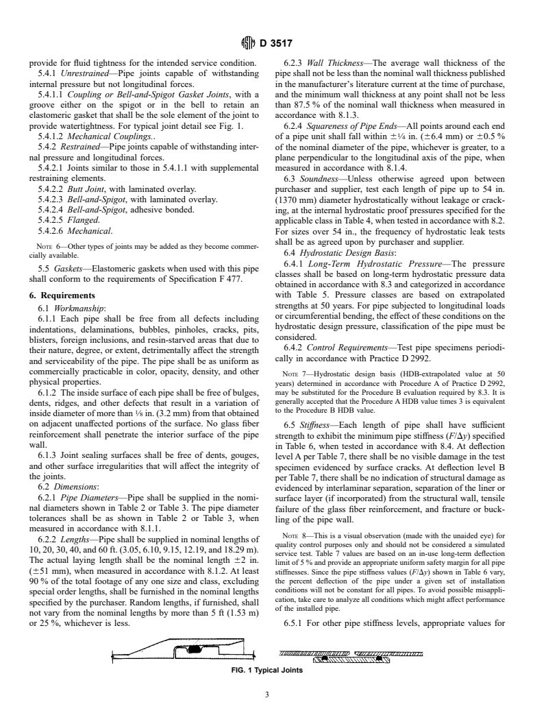 ASTM D3517-96 - Standard Specification for "Fiberglass" (Glass-Fiber-Reinforced Thermosetting-Resin) Pressure Pipe