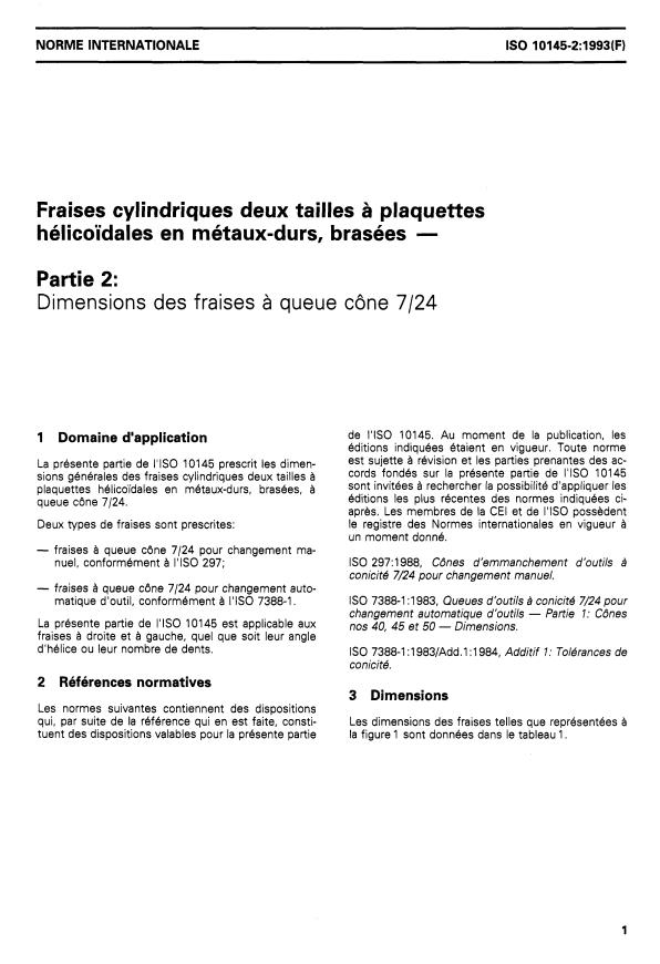 ISO 10145-2:1993 - Fraises cylindriques deux tailles a plaquettes hélicoidales en métaux-durs, brasées
