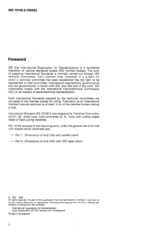 ISO 10145-2:1993 ISO 10145-2:1993 - End mills with brazed helical hardmetal tips - Page 2 preview