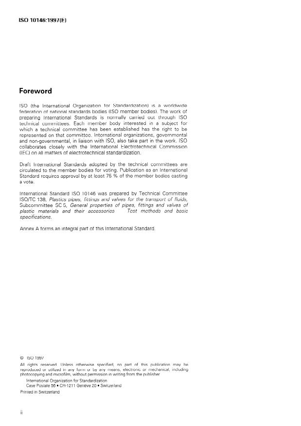 ISO 10146:1997 ISO 10146:1997 - Crosslinked polyethylene (PE-X) pipes -- Effect of time and temperature on the expected strength - Page 2 preview