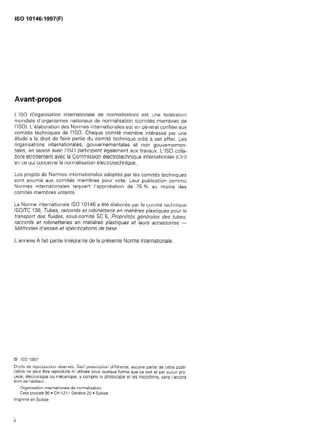 ISO 10146:1997 ISO 10146:1997 - Tubes en polyéthylene réticulé (PE-X) -- Influence du temps et de la température sur la résistance espérée - Page 2 preview