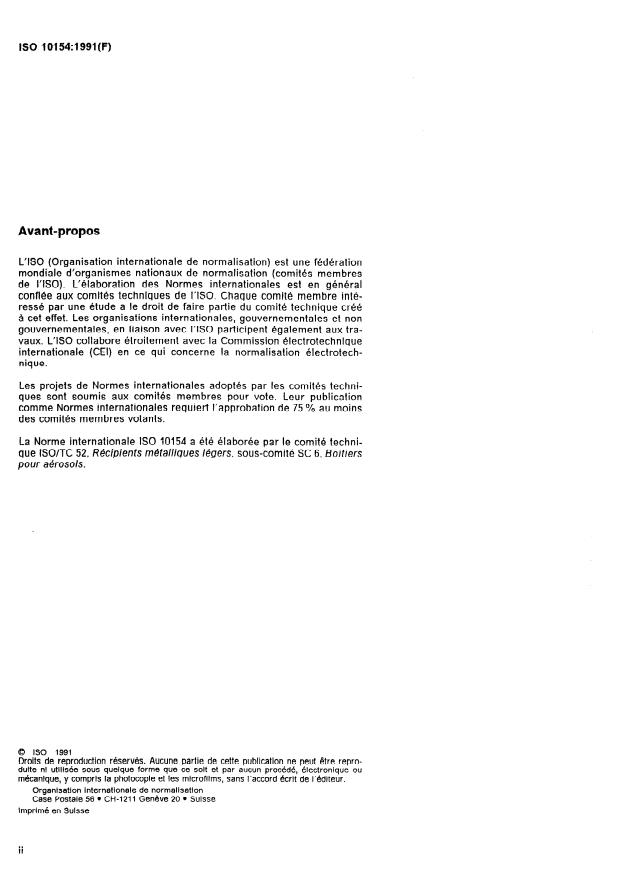 ISO 10154:1991 ISO 10154:1991 - Récipients métalliques légers -- Boîtiers trois points, a rétreints, en acier, pour aérosols -- Dimensions de la partie supérieure - Page 2 preview