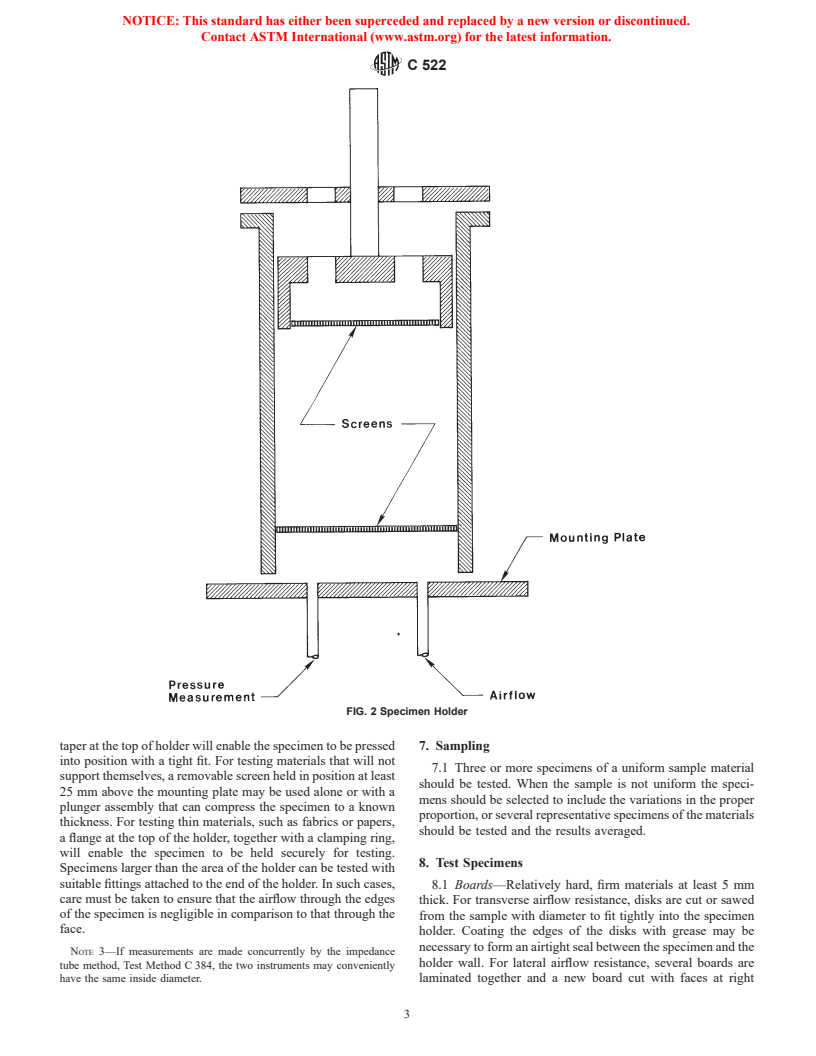 ASTM C522-87(1997) - Standard Test Method for Airflow Resistance of Acoustical Materials