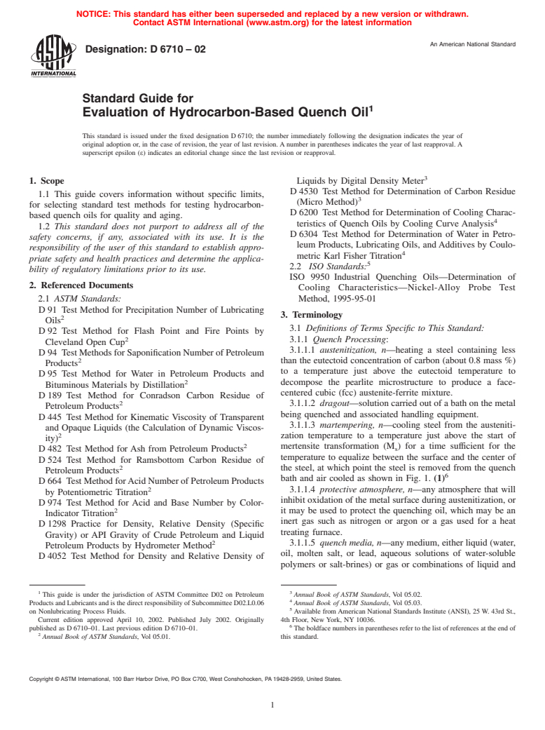 ASTM D6710-02 - Standard Guide for Evaluation of Hydrocarbon-Based Quench Oil