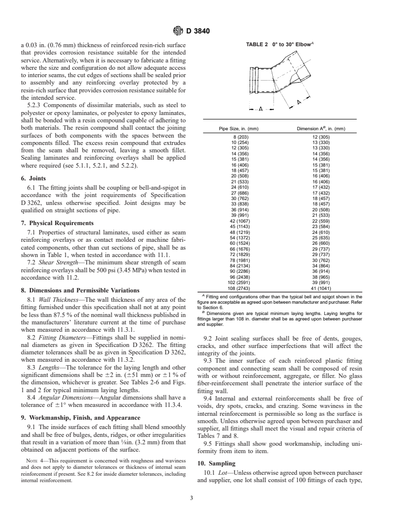 ASTM D3840-99 - Standard Specification for "Fiberglass" (Glass-Fiber-Reinforced Thermosetting-Resin) Pipe Fittings for Nonpressure Applications