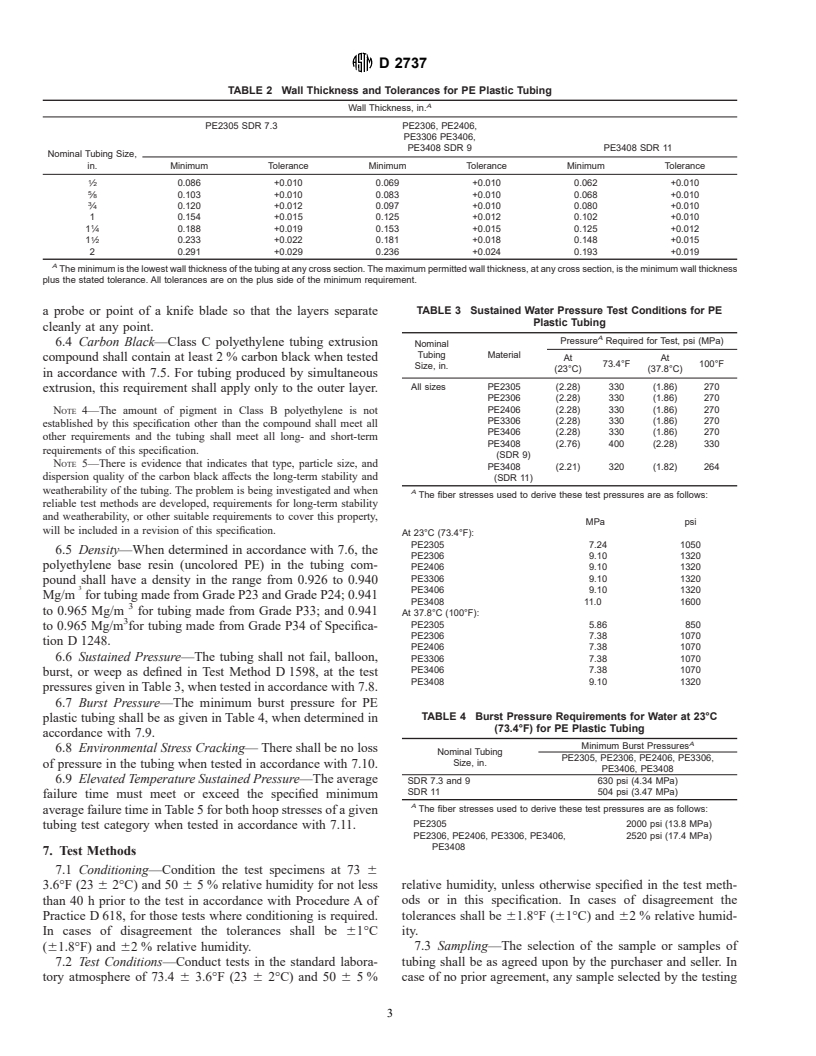 ASTM D2737-99 - Standard Specification for Polyethylene (PE) Plastic Tubing