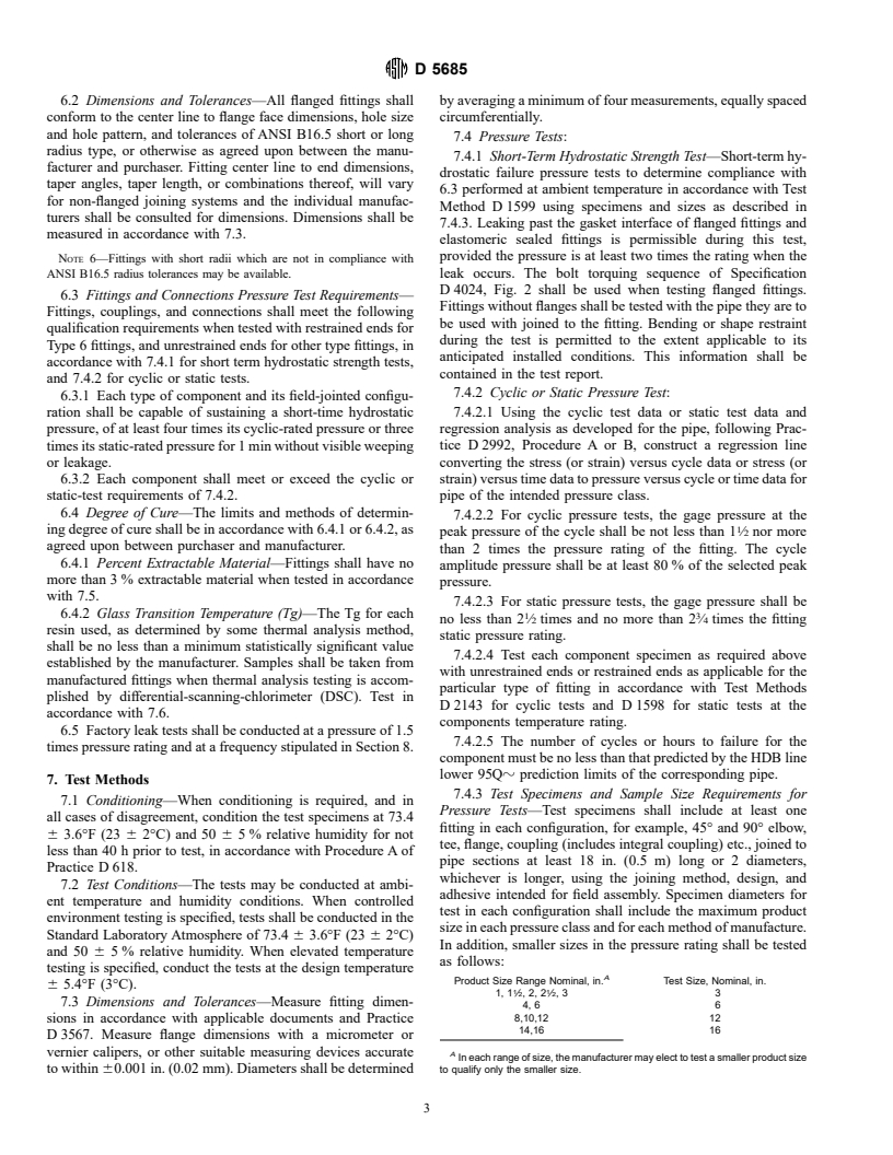 ASTM D5685-95 - Standard Specification for "Fiberglass" (Glass-Fiber-Reinforced Thermosetting-Resin) Pressure Pipe Fittings