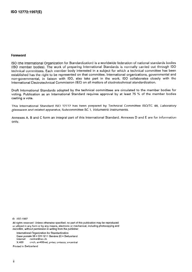 ISO 12772:1997 ISO 12772:1997 - Laboratory glassware -- Disposable microhaematocrit capillary tubes - Page 2 preview