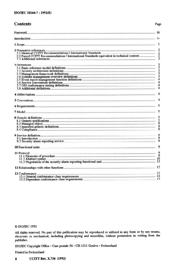 ISO/IEC 10164-7:1992 ISO/IEC 10164-7:1992 - Information technology -- Open Systems Interconnection -- Systems Management: Security alarm reporting function - Page 2 preview