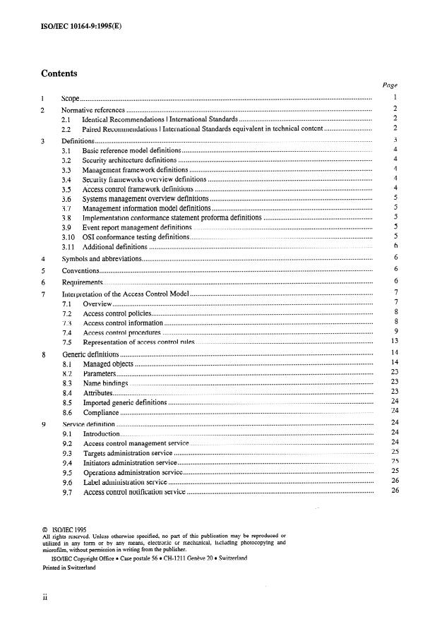 ISO/IEC 10164-9:1995 ISO/IEC 10164-9:1995 - Information technology -- Open Systems Interconnection -- Systems Management: Objects and attributes for access control - Page 2 preview