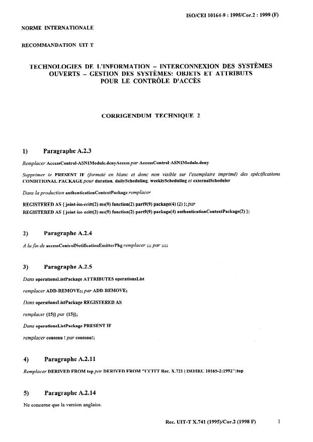 ISO/IEC 10164-9:1995 ISO/IEC 10164-9:1995 - Technologies de l'information -- Interconnexion de systemes ouverts (OSI) -- Gestion-systemes: Objets et attributs de contrôle d'acces - Page 3 preview