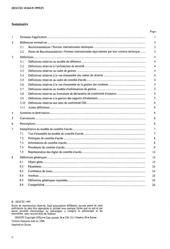 ISO/IEC 10164-9:1995 ISO/IEC 10164-9:1995 - Technologies de l'information -- Interconnexion de systemes ouverts (OSI) -- Gestion-systemes: Objets et attributs de contrôle d'acces - Page 2 preview