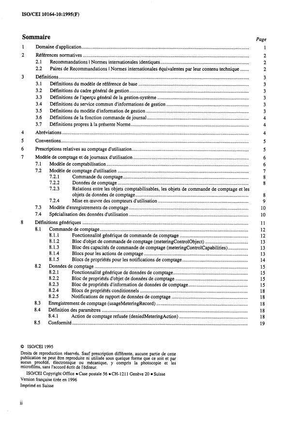 ISO/IEC 10164-10:1995 ISO/IEC 10164-10:1995 - Technologies de l'information -- Interconnexion de systemes ouverts (OSI) -- Gestion-systemes: Fonction de comptage d'utilisation aux fins de comptabilité - Page 2 preview