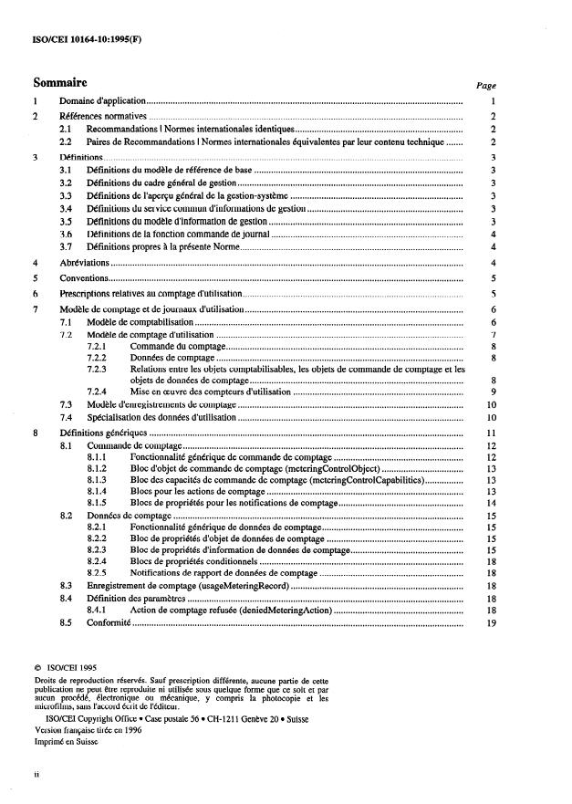 ISO/IEC 10164-10:1995 ISO/IEC 10164-10:1995 - Technologies de l'information -- Interconnexion de systemes ouverts (OSI) -- Gestion-systemes: Fonction de comptage d'utilisation aux fins de comptabilité - Page 4 preview