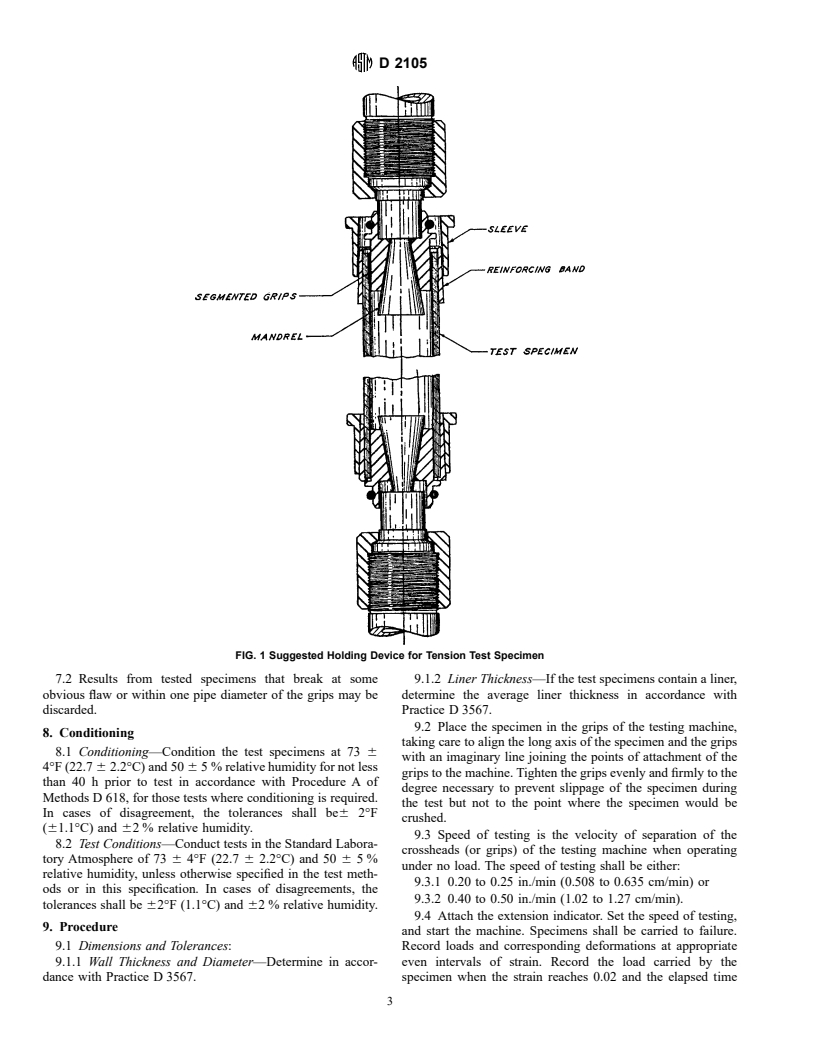 ASTM D2105-97 - Standard Test Method for Longitudinal Tensile Properties of "Fiberglass" (Glass-Fiber-Reinforced Thermosetting-Resin) Pipe and Tube