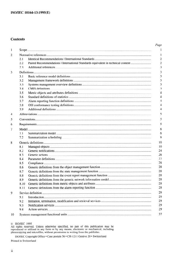 ISO/IEC 10164-13:1995 ISO/IEC 10164-13:1995 - Information technology -- Open Systems Interconnection -- Systems Management: Summarization Function - Page 2 preview