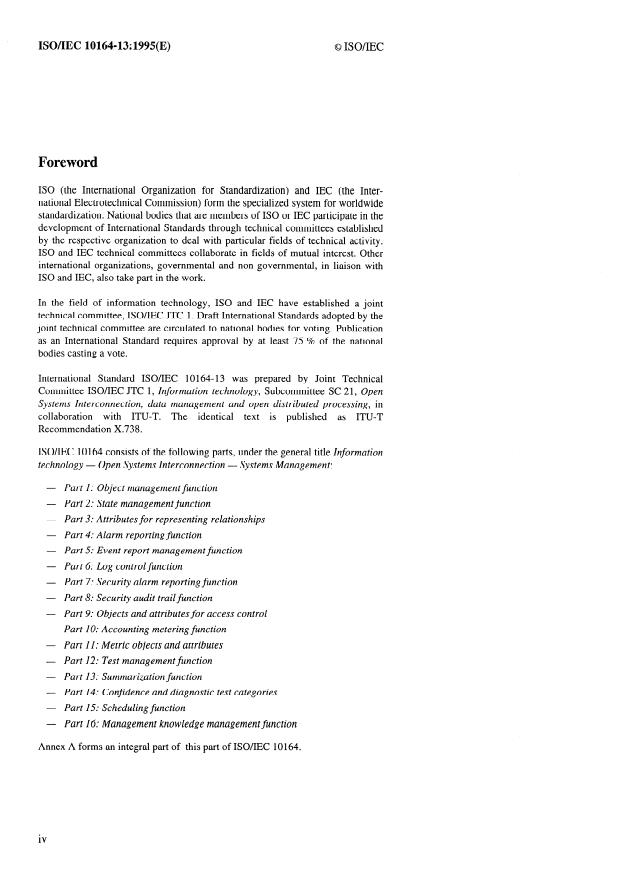 ISO/IEC 10164-13:1995 ISO/IEC 10164-13:1995 - Information technology -- Open Systems Interconnection -- Systems Management: Summarization Function - Page 4 preview