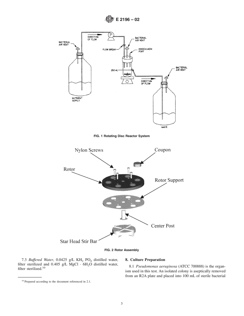 ASTM E2196-02 - Standard Test Method for Quantification of a <i>Pseudomonas aeruginosa</i> Biofilm Grown with Shear and Continuous Flow Using a Rotating Disk Reactor