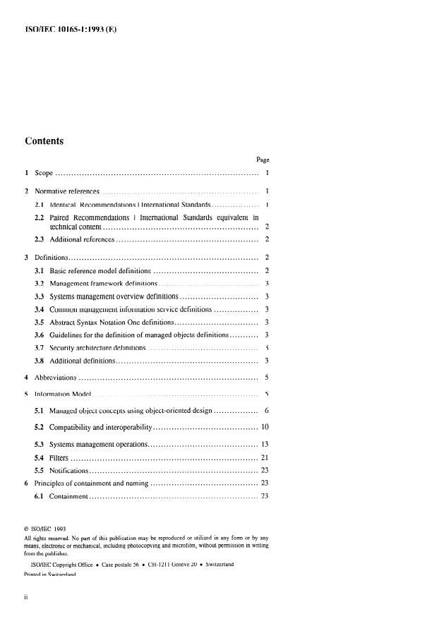 ISO/IEC 10165-1:1993 ISO/IEC 10165-1:1993 - Information technology -- Open Systems Interconnection -- Management Information Services -- Structure of management information: Management Information Model - Page 2 preview