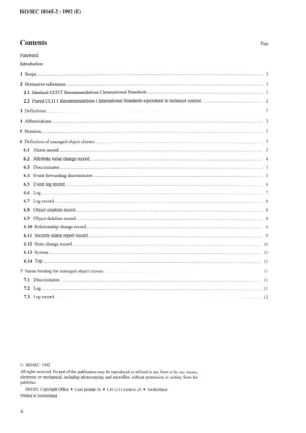 ISO/IEC 10165-2:1992 ISO/IEC 10165-2:1992 - Information technology -- Open Systems Interconnection -- Structure of management information: Definition of management information - Page 2 preview