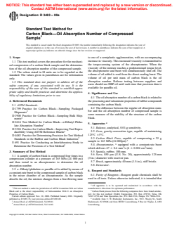 ASTM D3493-00a - Standard Test Method for Carbon Black—Oil Absorption Number of Compressed Sample