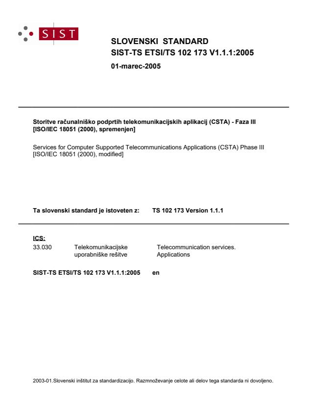 TS ETSI/TS 102 173 V1.1.1:2005