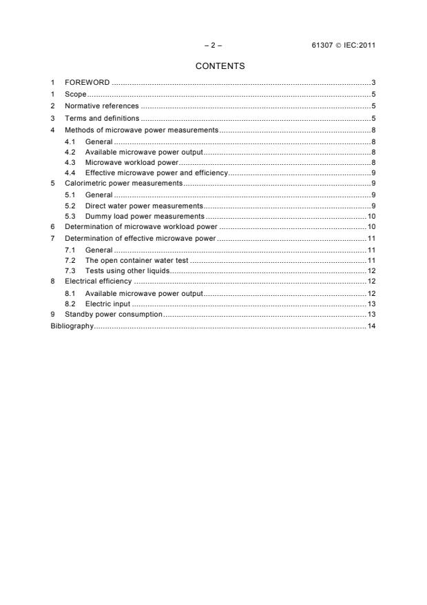 IEC 61307:2011 IEC 61307:2011 - Industrial microwave heating installations - Test methods for the determination of power output - Page 4 preview