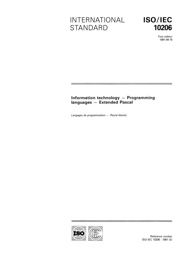 ISO/IEC 10206:1991 - Information technology -- Progamming languages -- Extended Pascal