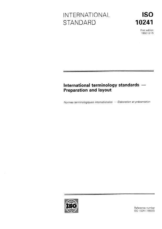 ISO 10241:1992 - International terminology standards -- Preparation and layout
