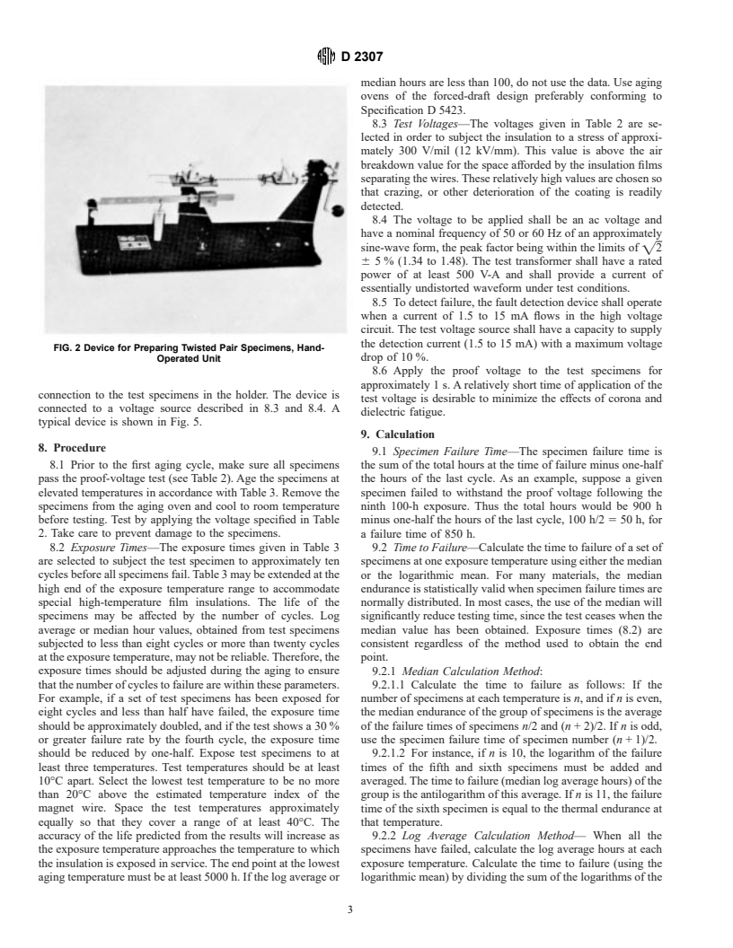 ASTM D2307-95 - Standard Test Method for Thermal Endurance of Film-Insulated Round Magnet Wire