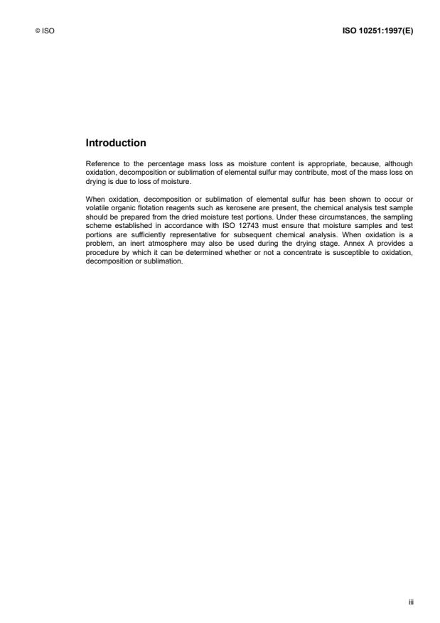 ISO 10251:1997 - Copper, lead and zinc sulfide concentrates -- Determination of mass loss of bulk material on drying