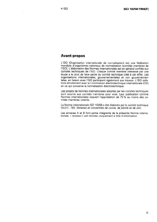 ISO 10258:1994 - Concentrés de sulfure de cuivre -- Dosage du cuivre -- Méthodes titrimétriques