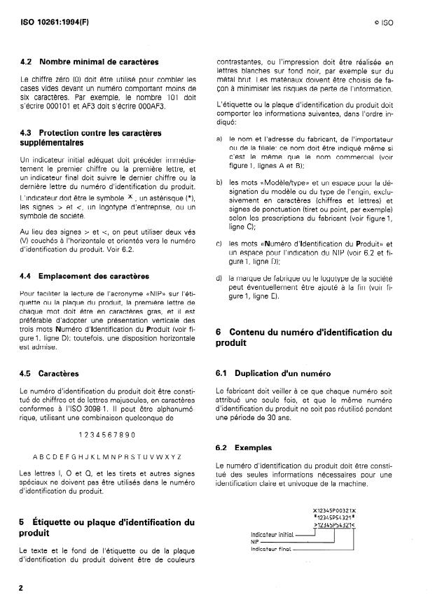 ISO 10261:1994 ISO 10261:1994 - Engins de terrassement -- Systeme de numérotation pour l'identification des produits - Page 4 preview