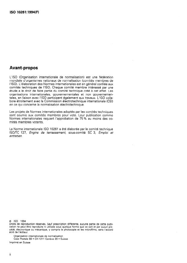 ISO 10261:1994 ISO 10261:1994 - Engins de terrassement -- Systeme de numérotation pour l'identification des produits - Page 2 preview