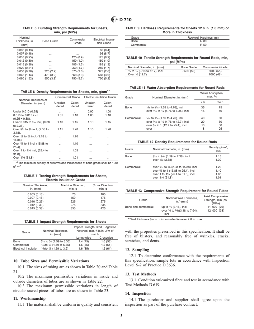 ASTM D710-97 - Standard Specification for Vulcanized Fibre Sheets, Rods, and Tubes Used for Electrical Insulation