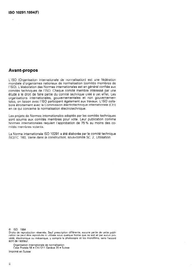 ISO 10291:1994 ISO 10291:1994 - Verre dans la construction -- Détermination du coefficient de transmission thermique U, en régime stationnaire des vitrages multiples -- Méthode de la plaque chaude gardée - Page 2 preview