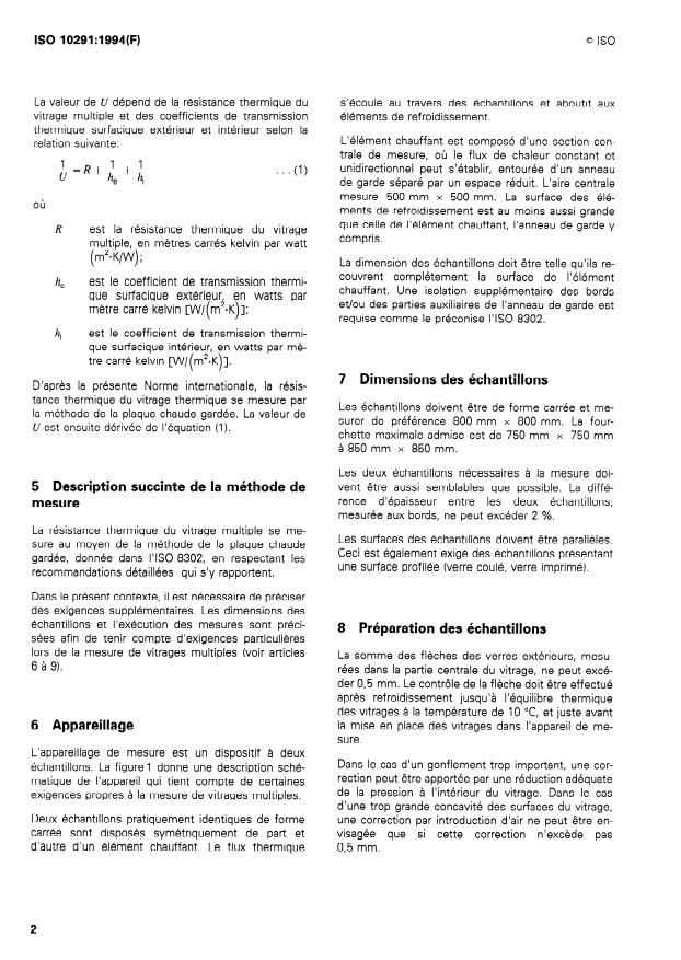 ISO 10291:1994 ISO 10291:1994 - Verre dans la construction -- Détermination du coefficient de transmission thermique U, en régime stationnaire des vitrages multiples -- Méthode de la plaque chaude gardée - Page 4 preview