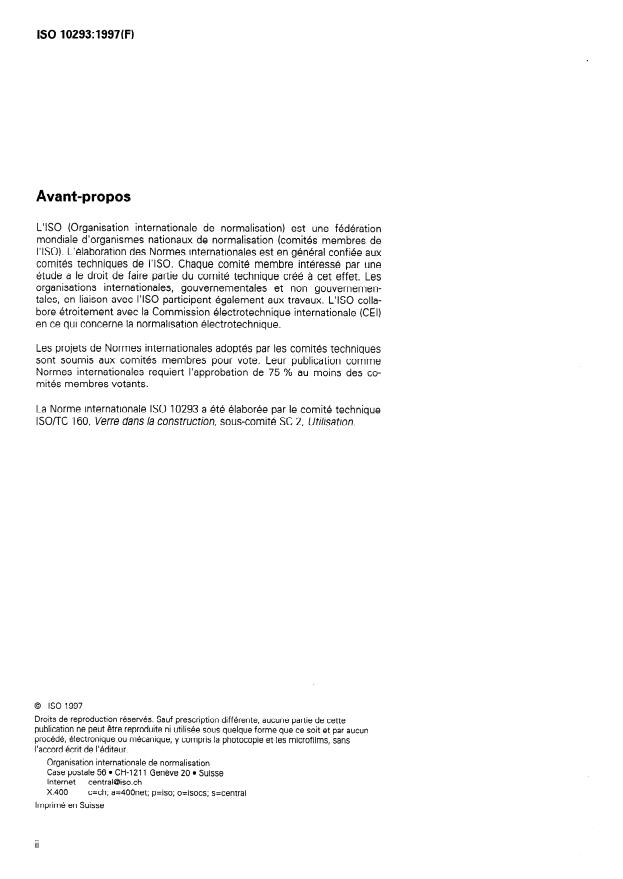 ISO 10293:1997 ISO 10293:1997 - Verre dans la construction -- Détermination du coefficient de transmission thermique, U, en régime stationnaire des vitrages multiples -- Méthode du fluxmetre - Page 2 preview