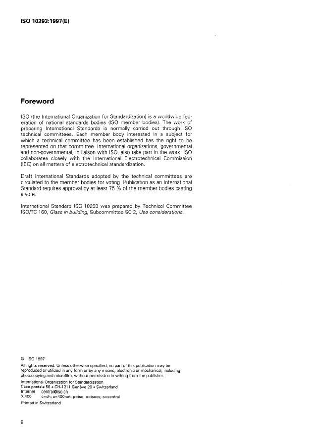 ISO 10293:1997 ISO 10293:1997 - Glass in building -- Determination of steady-state U values (thermal transmittance) of multiple glazing -- Heat flow meter method - Page 2 preview