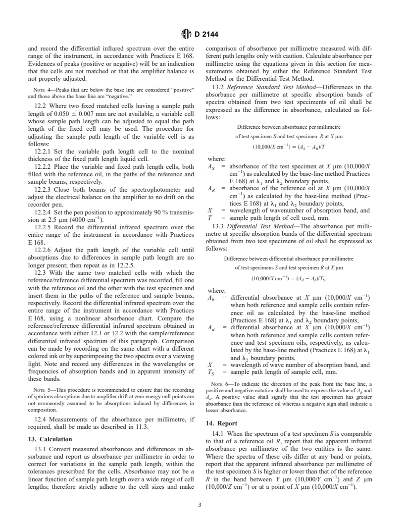 ASTM D2144-01 - Standard Test Methods for Examination of Electrical Insulating Oils by Infrared Absorption