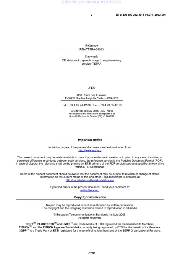 SIST EN 300 392-10-4 V1.3.1:2003 SIST EN 300 392-10-4 V1.3.1:2003 - Page 4 preview